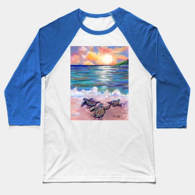 Baby Sea Turtles Baseball T-Shirt by KauaiArtist